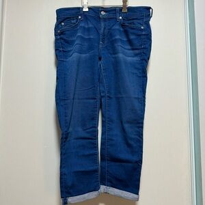 7 For All Mankind Skinny Crop & Roll Jeans Size 32